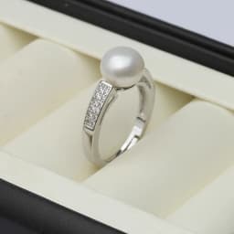 Genuine Natural Freshwater Pearl Rings Woman,925 Sterling Silver Ring With Pearl Adjustable Mom Wife Birthday Gift White Black