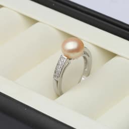 Genuine Natural Freshwater Pearl Rings Woman,925 Sterling Silver Ring With Pearl Adjustable Mom Wife Birthday Gift White Black