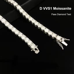 NeeTim 3mm 4mm 5mm All Moissanite Tennis Bracelet Sparkling Chain 925 Sterling Silver with Gold Plated Bracelets For Women Men
