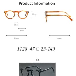Acetate Eyeglass Frames Retro Round Frame Eyeglass Frame For Men And Women Fashionable Optical Prescription Eyeglass Frames 1128