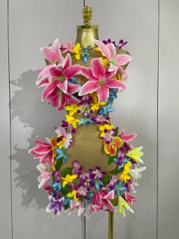 Women Evening Birthday Party Dresses Colorful Flowers Sleeveless Sexy Mesh See Through Mini Dress Nightclub Dancer Stage Wear