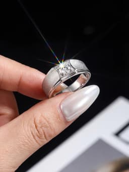 Gorgeous 1CT D Color Concise Certified Moissanite Diamond Engagement Rings For Men Real Luxury Top Quality Wedding Jewelry