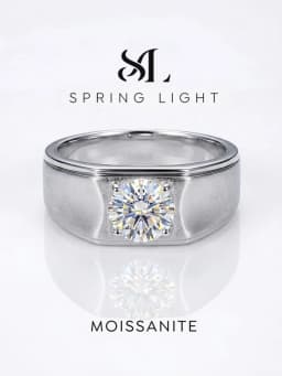 Gorgeous 1CT D Color Concise Certified Moissanite Diamond Engagement Rings For Men Real Luxury Top Quality Wedding Jewelry