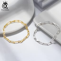ORSA JEWELS 100% Soild 925 Sterling Silver Chain Bracelets Simple Stackable Chain Bracelets Gfts Women Men Versatile Bracelet