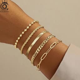 ORSA JEWELS 100% Soild 925 Sterling Silver Chain Bracelets Simple Stackable Chain Bracelets Gfts Women Men Versatile Bracelet