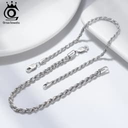 ORSA JEWELS 100% Soild 925 Sterling Silver Chain Bracelets Simple Stackable Chain Bracelets Gfts Women Men Versatile Bracelet