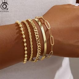 ORSA JEWELS 100% Soild 925 Sterling Silver Chain Bracelets Simple Stackable Chain Bracelets Gfts Women Men Versatile Bracelet