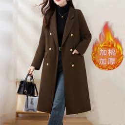 Red Woolen Coat 2026 Autumn Winter New Fashion Temperament with cotton Thicken Wool Coats Female Slim Casual Warm Long Overcoat
