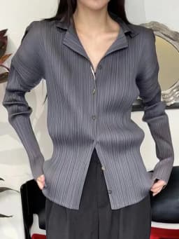Women's Shirt Miyake Pleated Lapel Long Sleeve Shirt Casual Versatile Loose Plus Size Shirt Pleated Cardigan Tops 2024 Fall New