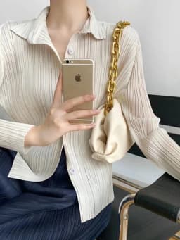 Women's Shirt Miyake Pleated Lapel Long Sleeve Shirt Casual Versatile Loose Plus Size Shirt Pleated Cardigan Tops 2024 Fall New