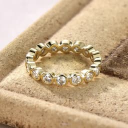 IOGOU 14k Gold Filled Full Eternity Ring Bezel 3mm D Round Moissanite Rings Stackable Bands GRA Certified Jewelry for Women 2026