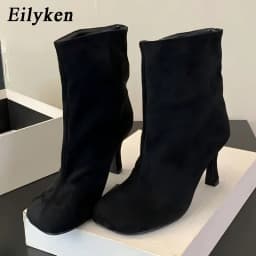 Eilyken New Autumn Winter Fashion Round Toe Women Ankle Boots Concise Thin Heels Shoes Chelsea Short Botas De Mujer