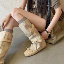 Retro Western Buckle Ankle Boots Suede-like Wedge Heel Foldable Short Boots for Casual Wear