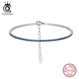 ORSA JEWELS Authentic 925 Sterling Silver Tennis Bracelet Fashion Black&Pink&Blue 4A Zirconia Bracelet Jewelry for Women SB190