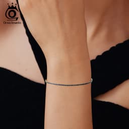 ORSA JEWELS Authentic 925 Sterling Silver Tennis Bracelet Fashion Black&Pink&Blue 4A Zirconia Bracelet Jewelry for Women SB190