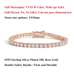 EWYA 3mm 4mm 5mm Moissanite Tennis Bracelet for Women Men 925 Silver Plated 18k Gold Pass Diamond Tester Link Bracelets Bangle