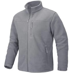 TACVASEN Men's Thermal Warm Fleece Jacket Stand Collar Full Zip Windbreaker Multiple-pockets Outerwear Working Hiking Coat