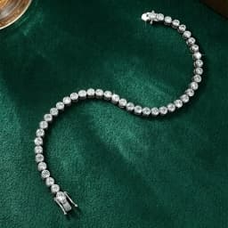 Lnngy 3MM 0.1CT Bezel Moissanite Tennis Bracelet For Women Exquisite 14K Gold Filled Round Bubble Lab Diamond Bracelet Jewelry
