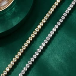 Lnngy 3MM 0.1CT Bezel Moissanite Tennis Bracelet For Women Exquisite 14K Gold Filled Round Bubble Lab Diamond Bracelet Jewelry