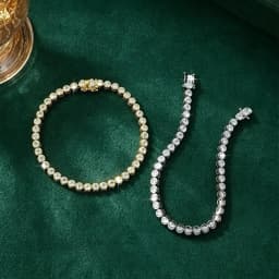 Lnngy 3MM 0.1CT Bezel Moissanite Tennis Bracelet For Women Exquisite 14K Gold Filled Round Bubble Lab Diamond Bracelet Jewelry