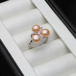 Wedding 925 Sterling Silver Pearl Ring Adjustable Woman,White Natural Freshwater Ring With Real Pearls Wife Mother Gift Black