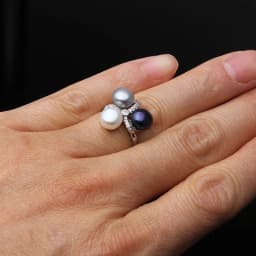 Wedding 925 Sterling Silver Pearl Ring Adjustable Woman,White Natural Freshwater Ring With Real Pearls Wife Mother Gift Black