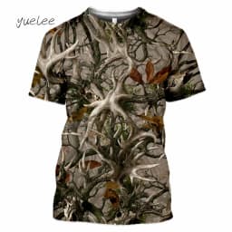 Novelty Men's T-Shirt 3D Woods Hunting Camouflage Print Short-Sleeved T-Shirt Outdoor Sports Tops Summer Men's Casual T-Shirt