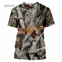 Novelty Men's T-Shirt 3D Woods Hunting Camouflage Print Short-Sleeved T-Shirt Outdoor Sports Tops Summer Men's Casual T-Shirt