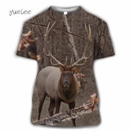 Novelty Men's T-Shirt 3D Woods Hunting Camouflage Print Short-Sleeved T-Shirt Outdoor Sports Tops Summer Men's Casual T-Shirt