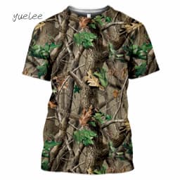 Novelty Men's T-Shirt 3D Woods Hunting Camouflage Print Short-Sleeved T-Shirt Outdoor Sports Tops Summer Men's Casual T-Shirt