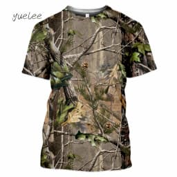 Novelty Men's T-Shirt 3D Woods Hunting Camouflage Print Short-Sleeved T-Shirt Outdoor Sports Tops Summer Men's Casual T-Shirt