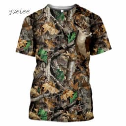 Novelty Men's T-Shirt 3D Woods Hunting Camouflage Print Short-Sleeved T-Shirt Outdoor Sports Tops Summer Men's Casual T-Shirt