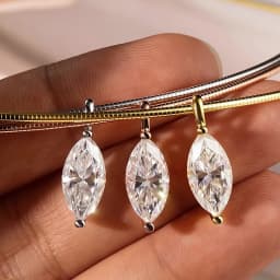 Smyoue 3CT 7*14MM Marquise Cut Moissanite Necklace for Women Solitaire Pendant Sparkling Chain Lab Diamond Pure 925 Jewelry