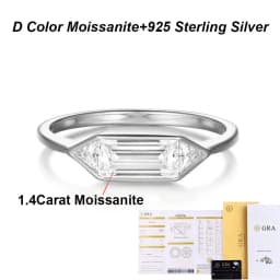 BXINY 1.4CT Moissanite Rings 925 Sterling Silver for Women Solitaire Lab Diamond Wedding Band Gifts Minimalist Jewelry with GRA
