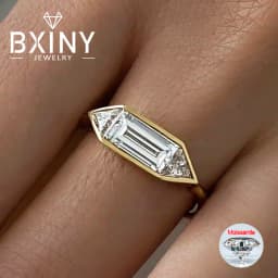 BXINY 1.4CT Moissanite Rings 925 Sterling Silver for Women Solitaire Lab Diamond Wedding Band Gifts Minimalist Jewelry with GRA