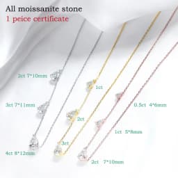 Smyoue Gradient Moissanite Necklace for Women 3 Gems Pear Cut Certified Luxury Pendant Lab Diamond Jewelry Sterling Silver 925