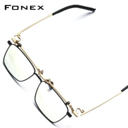 FONEX Titanium Glasses Frame Men Brand Design Flip Square Eyeglasses Frame Flip-up High Quality Japanese Ultralight Eyewear 401T