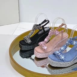 Trendin Mode Women's Velvet High Wedge Sandals 10cm Heel