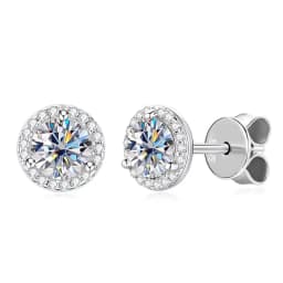 Lnngy Sparkling 5MM 6.5MM 8MM Certified Moissanite Earrings 925 Sterling Silver Round Stud Earring 2025 New Women Jewelry Gift