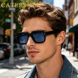 CATERSIDE Fashion Simple Men Sunglasses Roughly Framed Design Sun Glasses Women Outdoor Party Vacation Travel Driving Eyeglasses