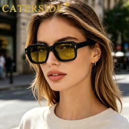 CATERSIDE Fashion Simple Men Sunglasses Roughly Framed Design Sun Glasses Women Outdoor Party Vacation Travel Driving Eyeglasses