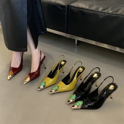 Aneikeh Street Style Design Metal Square Head Diamonds Woman Pumps Sandals Elegant Sexy Low-heel Banquet Prom Slingbacks Shoes