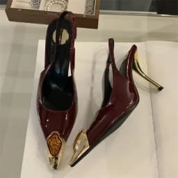 Aneikeh Street Style Design Metal Square Head Diamonds Woman Pumps Sandals Elegant Sexy Low-heel Banquet Prom Slingbacks Shoes