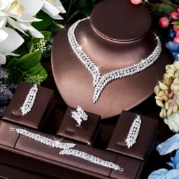 Simple CZ Ladies Jewelry Sets Water Drop Cubic Zirconia Crystal Tassel Earrings and Necklace Set for Women Gifts S-341
