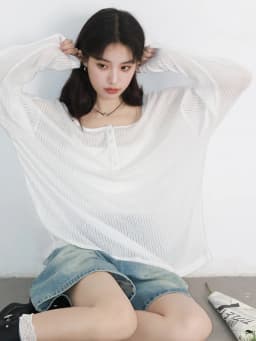 CHIC VEN Women T-Shirts Casual Loose New Slightly Transparent O Neck Female Top Thin Sun Protection Tees Spring Summer 2025