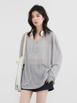 CHIC VEN Women T-Shirts Casual Loose New Slightly Transparent O Neck Female Top Thin Sun Protection Tees Spring Summer 2025