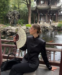 PUAL 2025 New Chinese Style Blazer | Mandarin Collar Frog Closure Jacket | Structured Shoulder Satin Blazer | Elegant Vintage