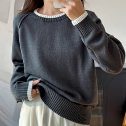 YTFidio 100% Cotton Women O-neck Thick collar with white border Pullover Sweater Luxury Designer Clothing Plus Size 397