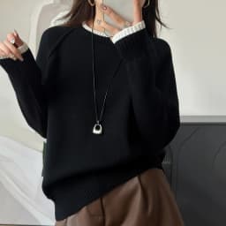 YTFidio 100% Cotton Women O-neck Thick collar with white border Pullover Sweater Luxury Designer Clothing Plus Size 397