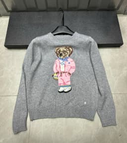 New Pink Cartoon Bear Knitted Sweater Women Fashion Embroidery Autumn O-neck Long Sleeve Casual Pullover Top Preppy Student